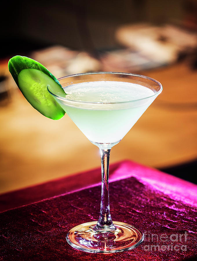 Cucumber And Lime Martini Mixed Cocktail Drink Glass Photograph