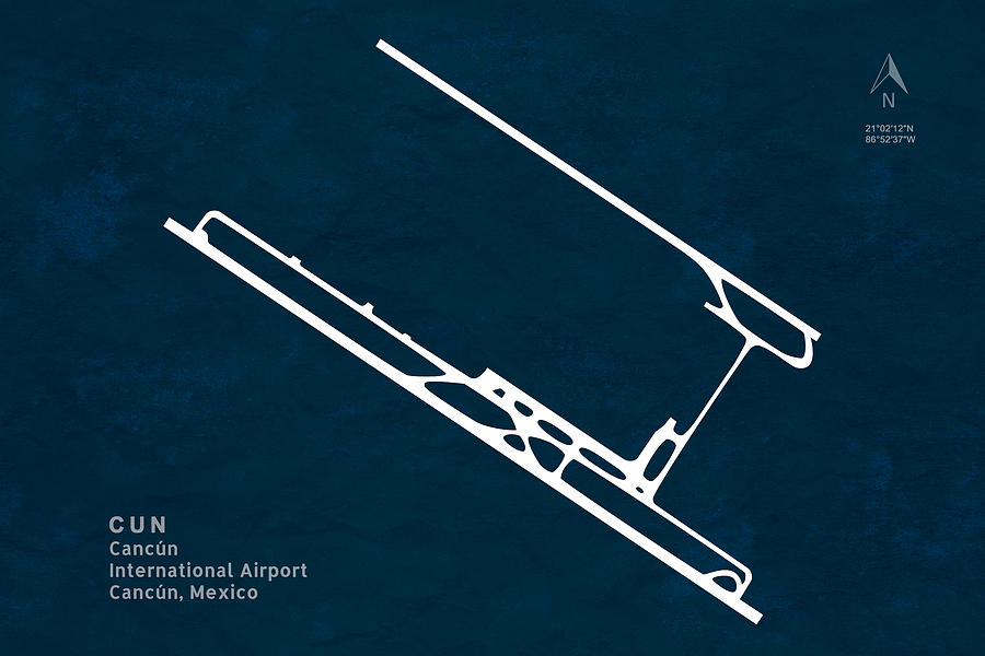 CUN Cancun International Airport in Cancun Runway Silhouette Digital ...