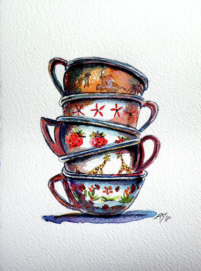 Cups #1 Painting by Kovacs Anna Brigitta