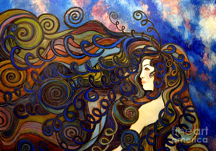 Curly girl Painting by Monica Furlow