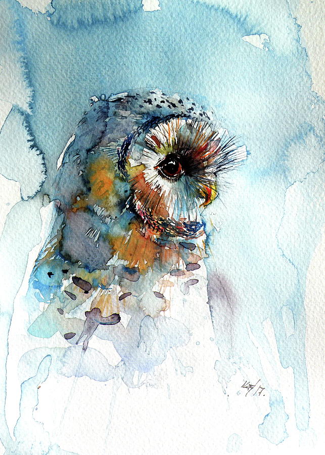 Cute owl #1 Painting by Kovacs Anna Brigitta