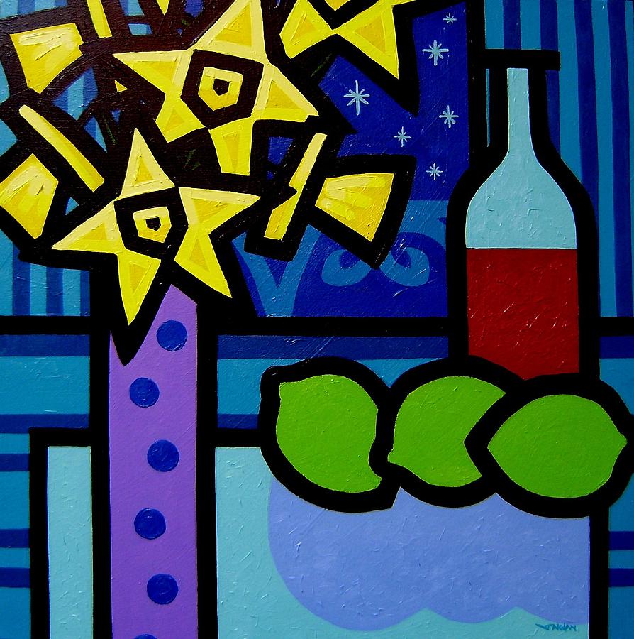 Lime Painting - Daffs Wine And Limes #1 by John  Nolan
