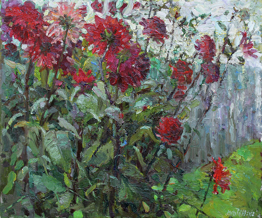 Dahlias #2 Painting by Juliya Zhukova