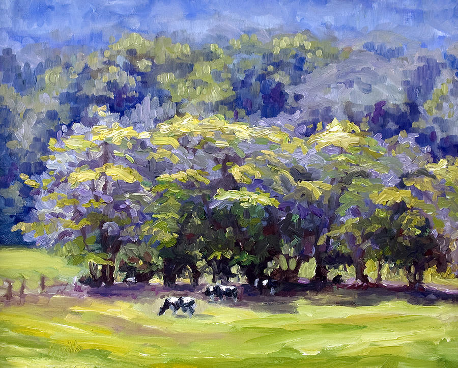 Landscape Painting - Dairy Cows by Kathy Busillo Landscape Painting - Dairy Cows by Kathy Busillo