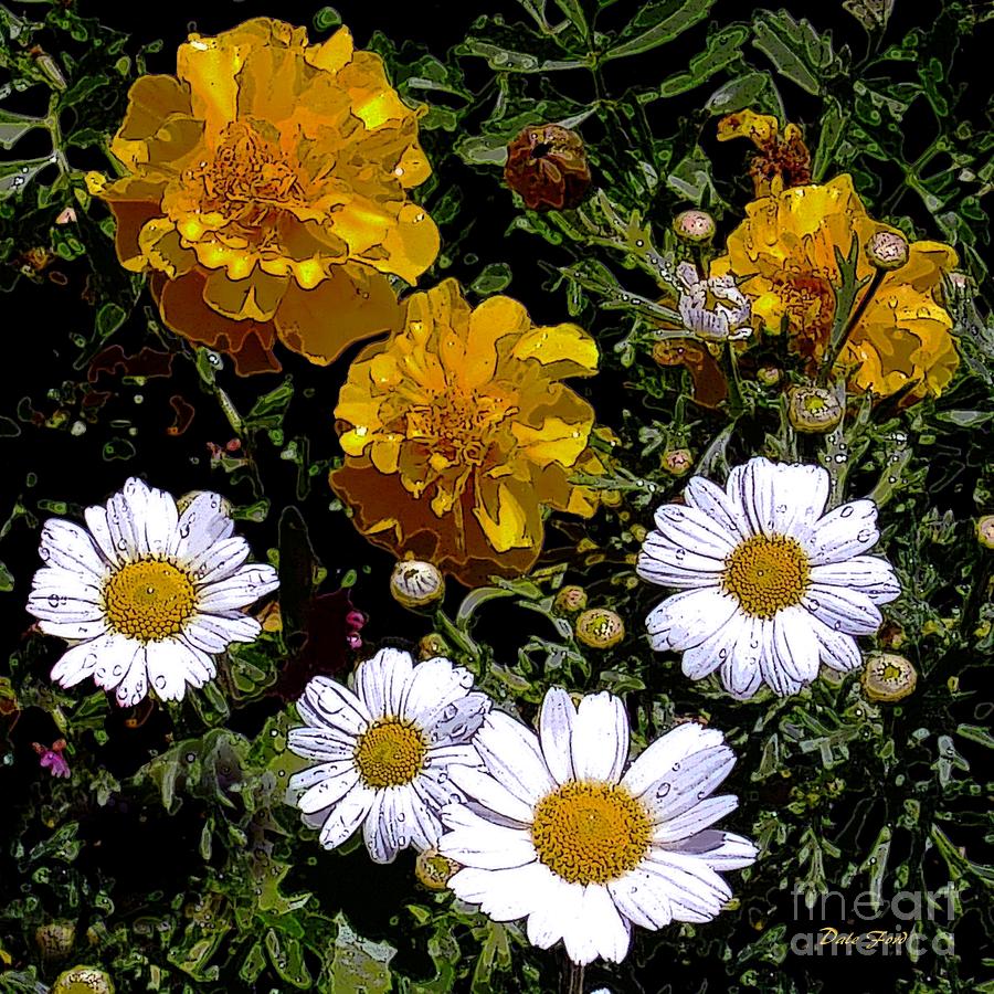 Flower Digital Art - Daisies and Marigolds #1 by Dale   Ford