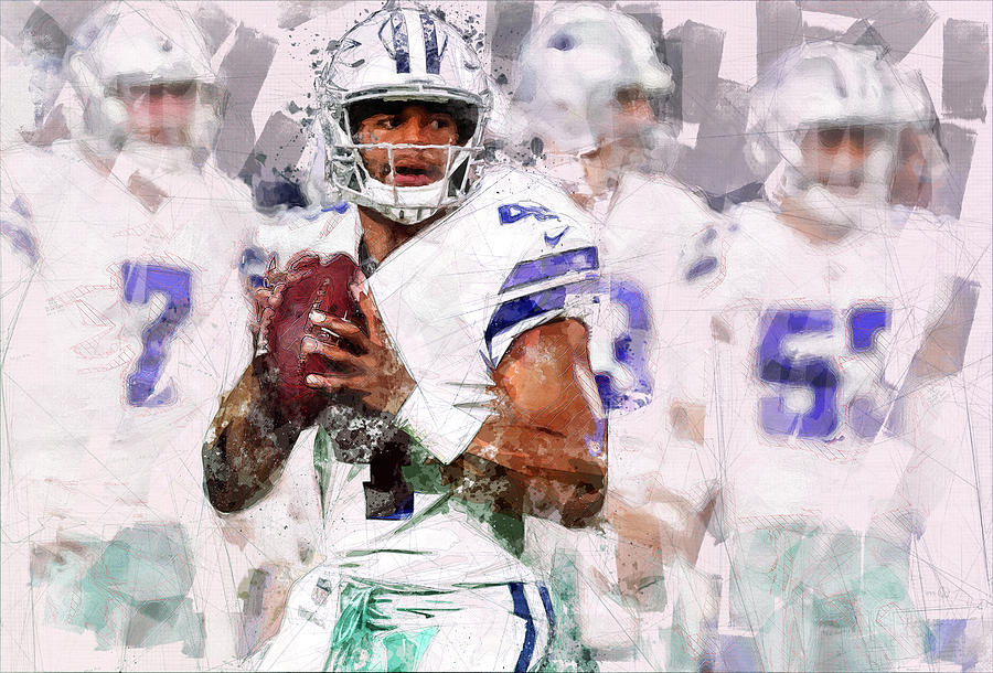 Dak Prescott on the Run T-Shirt by Reza Safa - Pixels