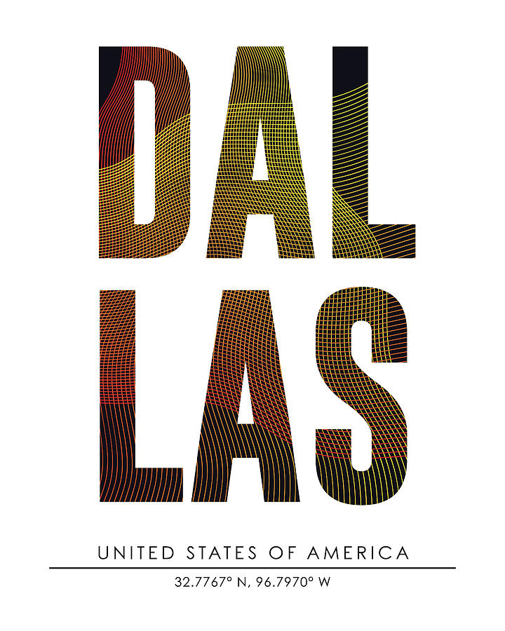 Dallas, United States Of America - City Name Typography - Minimalist City Posters Mixed Media by Studio Grafiikka