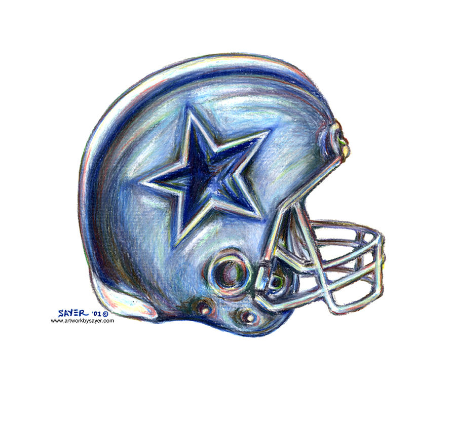 Dallas Cowboys Drawing - Dallas Cowboys Helmet #1 by James Sayer