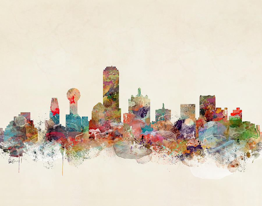Dallas Texas Painting - Dallas Texas Skyline by Bri Buckley Dallas Texas Painting - Dallas Texas Skyline by Bri Buckley