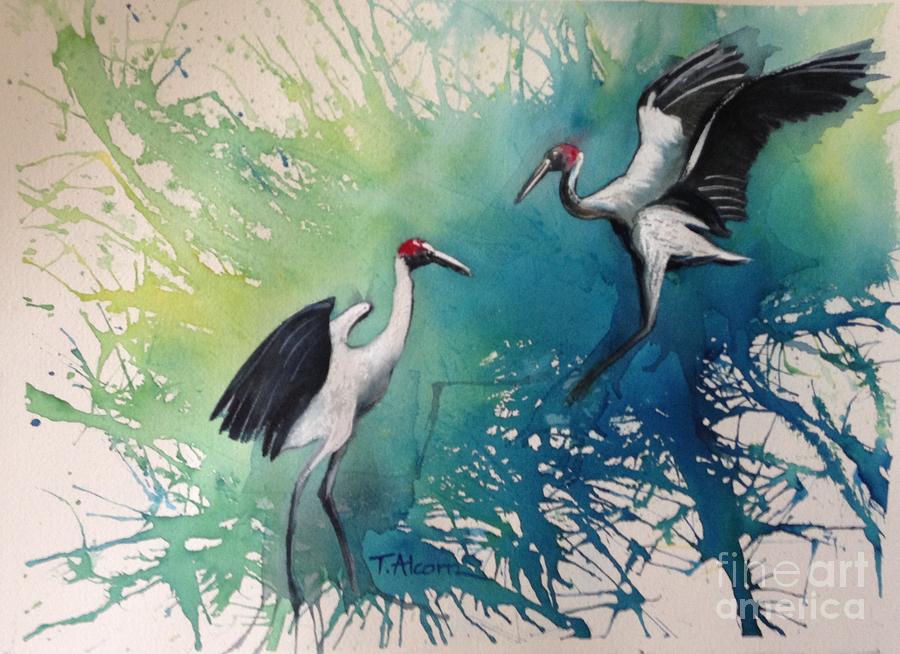 Bird Painting - Dance of the Brolgas - original sold by Therese Alcorn
