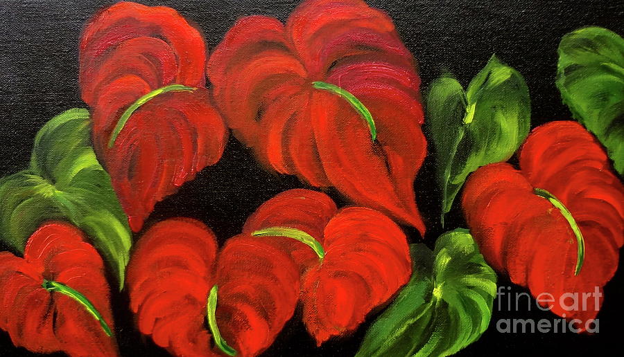 Dancing Anthuriums #1 Painting by Jenny Lee