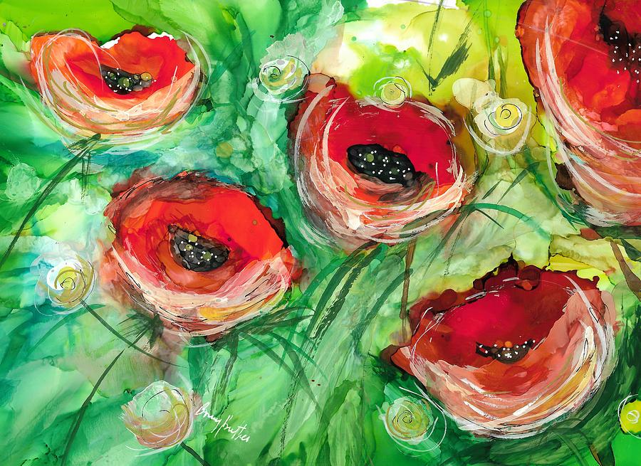 Dancing Poppies #1 Painting by Bonny Butler