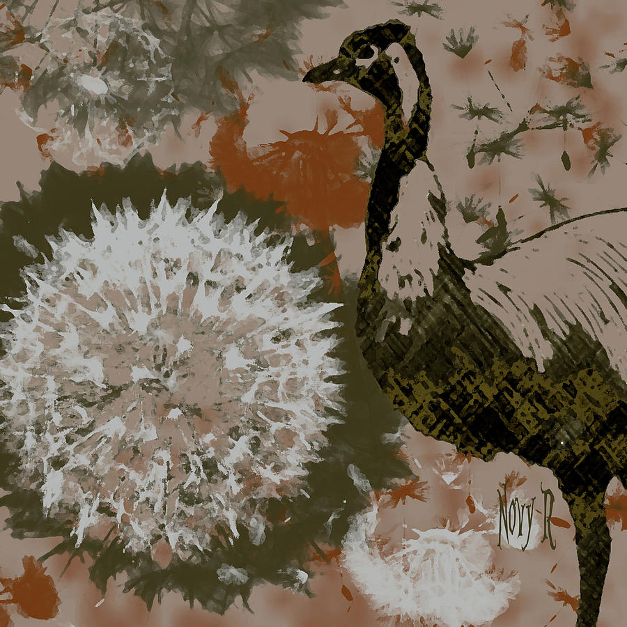 Emu Digital Art - Dandelion Emu #1 by Novy Rich