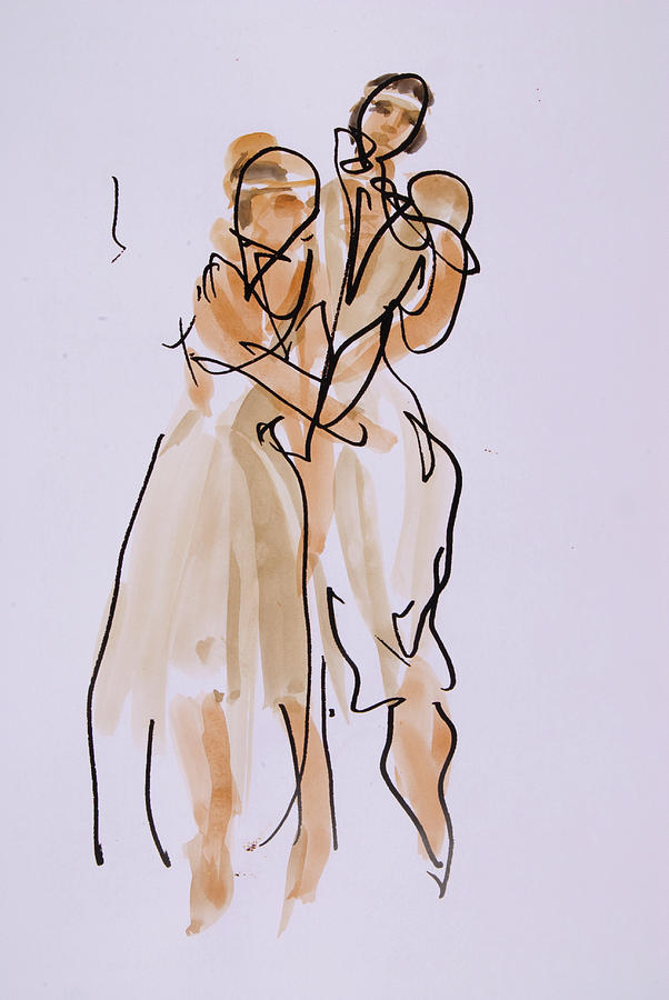 Daphnis and Chloe embrace Drawing by Peregrine Roskilly