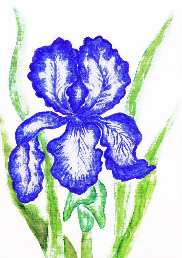 Dark blue iris, painting #1 Painting by Irina Afonskaya