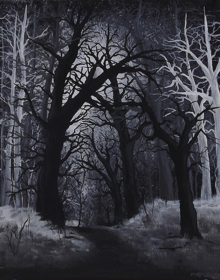 Dark forrest Painting by Daniel Groombridge - Fine Art America