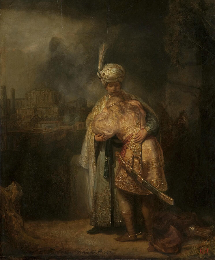 David and Jonathan, from 1642 Painting by Rembrandt