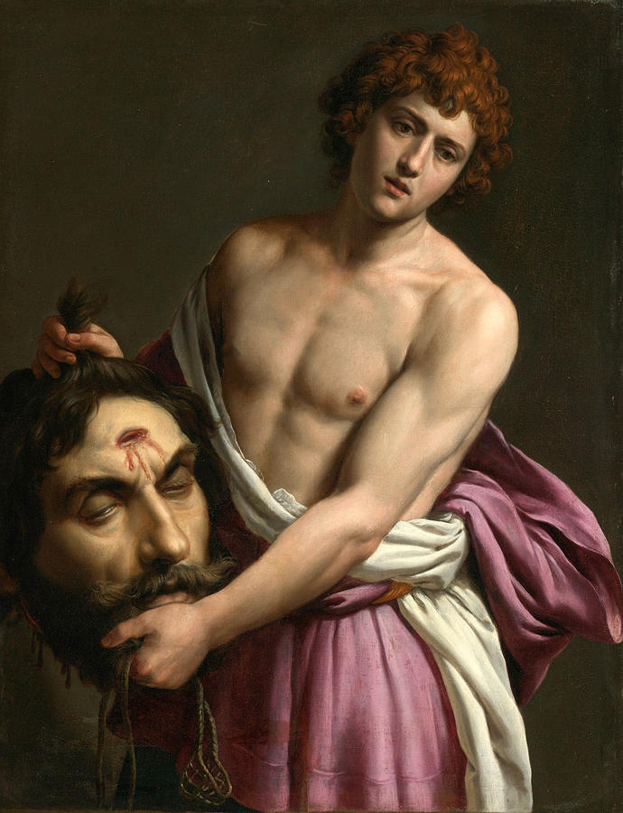 David with the head of Goliath #1 Painting by Alessandro Turchi