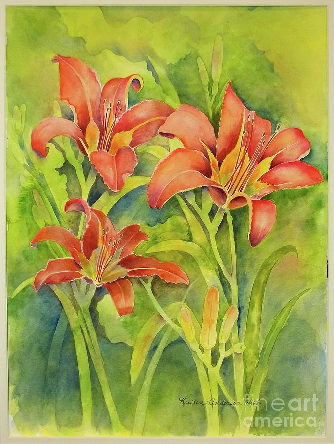 Day Lilies Painting by Kristen Anderson Hill