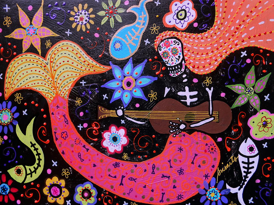 Day Of The Dead Mermaid #1 Painting by Pristine Cartera Turkus