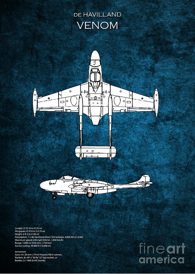 de Havilland Venom Digital Art by Airpower Art