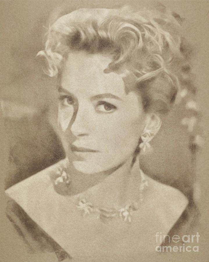 Deborah Kerr, Vintage Actress. Digital Art By John Springfield Drawing