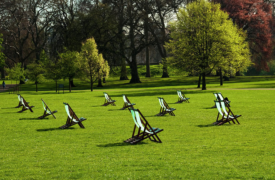 Deck chairs in a park #1 Photograph by Dutourdumonde Photography
