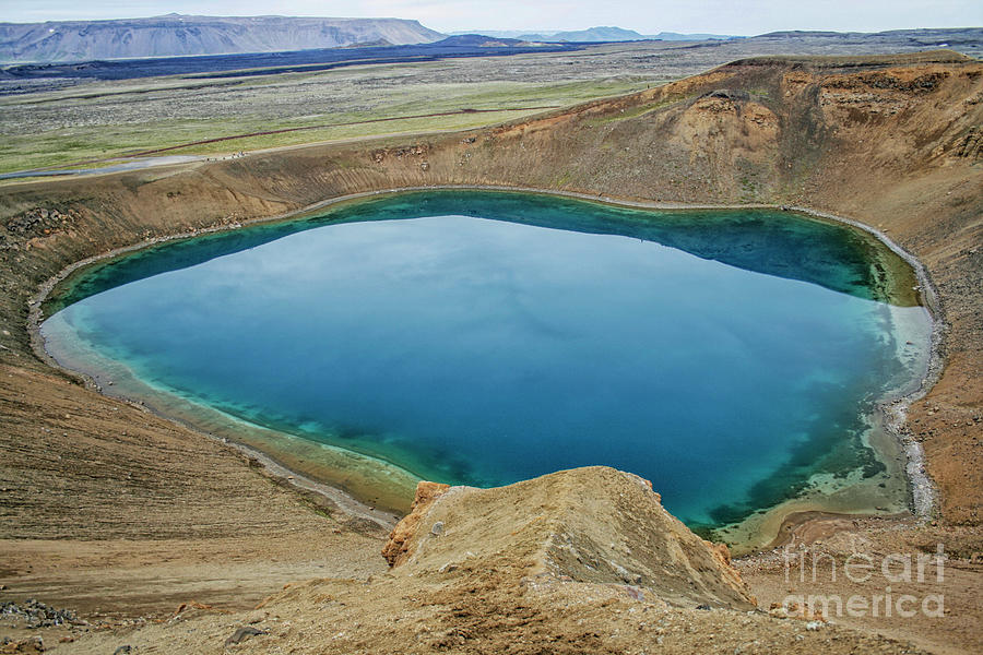 Deep blue crater lake Krafla area, Iceland Photograph by Patricia Hofmeester