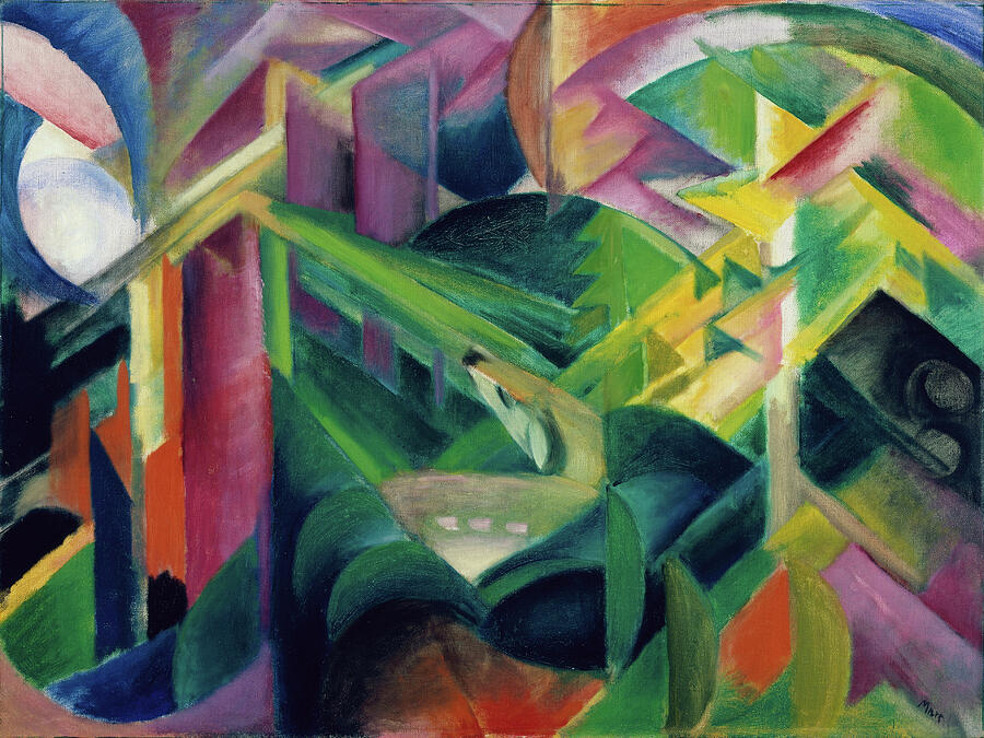 Deer in a Monastery Garden #4 Painting by Franz Marc