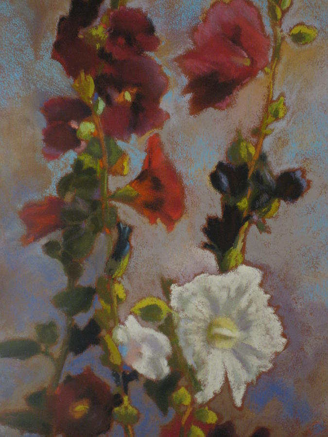 Dees Hollyhocks #1 Painting by Constance Gehring