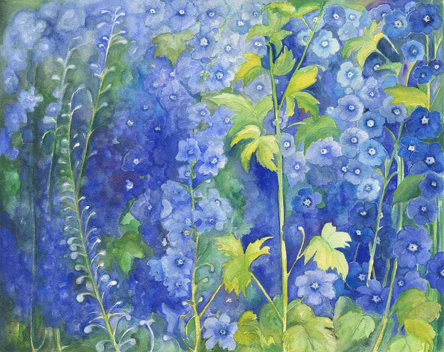 Flower Painting - Delphiniums #1 by Barbara Esposito