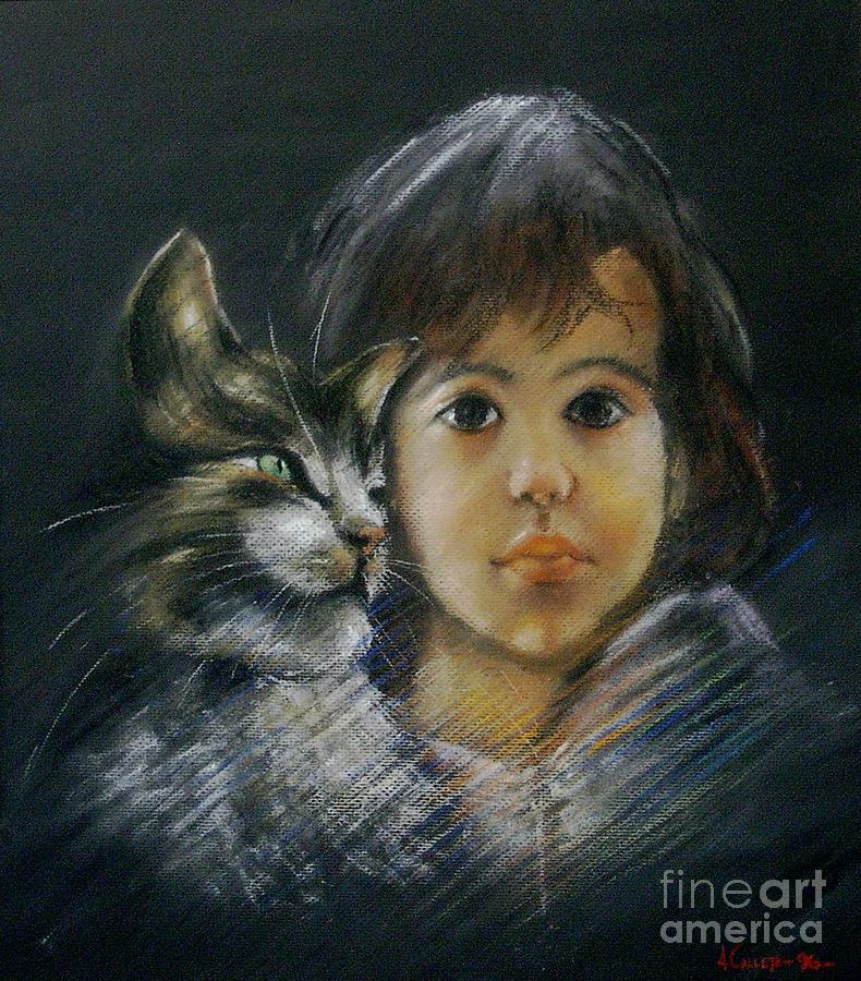 Denese and Cat Pastel by Tony Calleja - Fine Art America