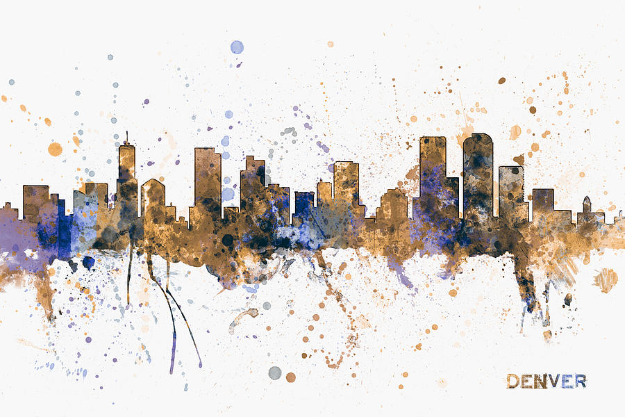 Denver Digital Art - Denver Colorado Skyline Cityscape #1 by Michael Tompsett