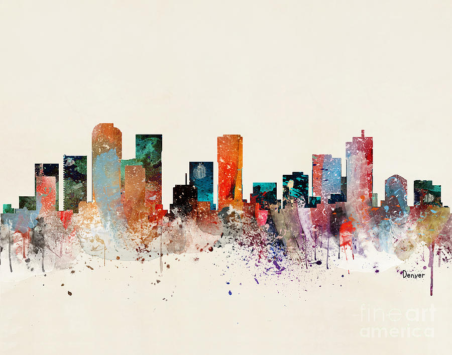 Skyline Painting - Denver Skyline #1 by Bri Buckley