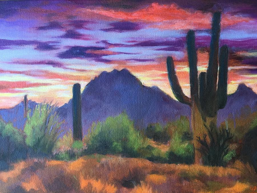 Desert Sunset Painting By Lilo Buppert