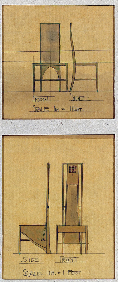 Design For Chairs #1 Painting by Charles Rennie Mackintosh