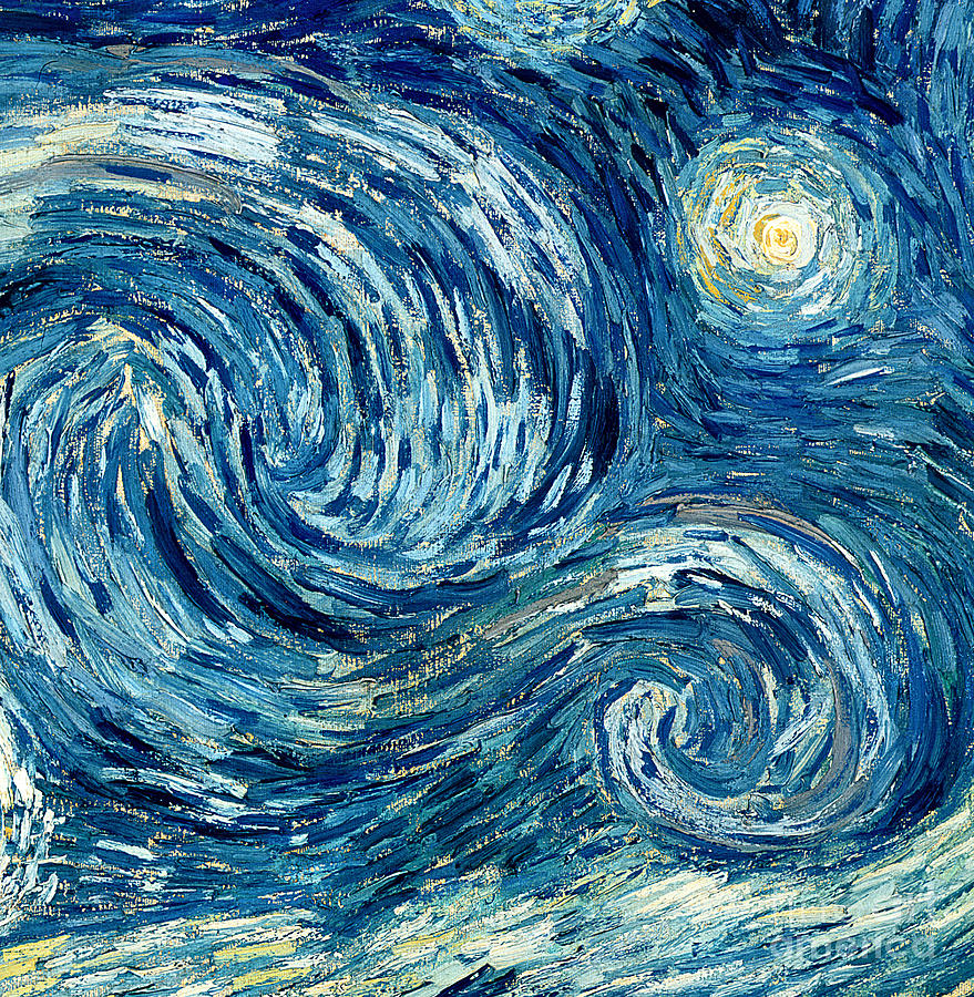 Detail of The Starry Night #2 Painting by Vincent Van Gogh - Pixels Merch