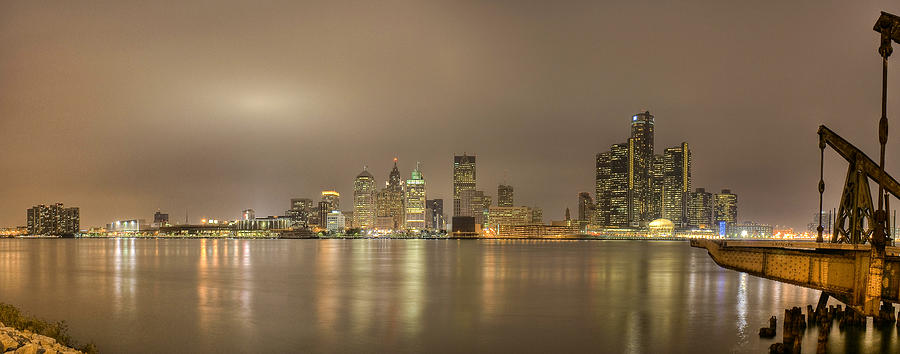 Detroit at night #1 Photograph by Andreas Freund