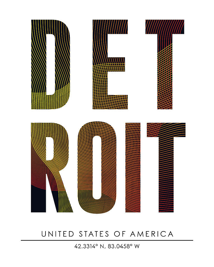 Detroit, United States Of America - City Name Typography - Minimalist City Posters Mixed Media by Studio Grafiikka