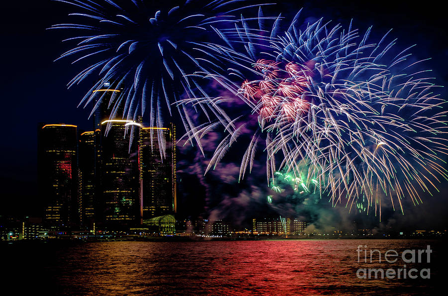 Independence Day Photograph - Detroit Fireworks #1 by Grace Grogan