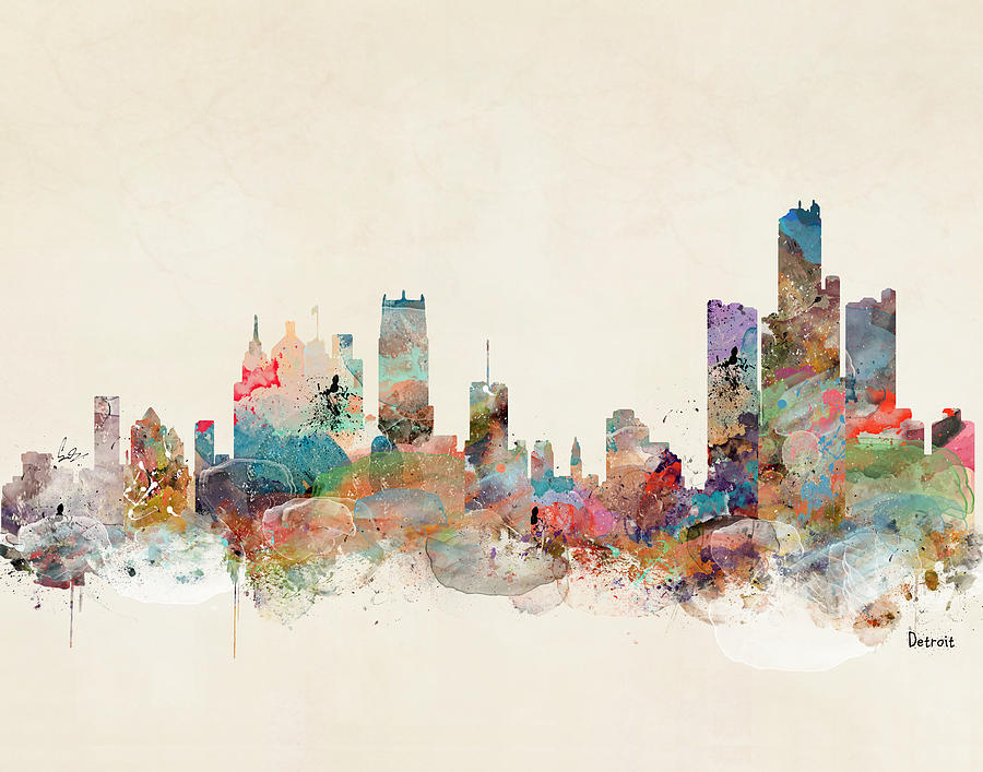 Detroit Painting - Detroit Michigan Skyline #1 by Bri Buckley