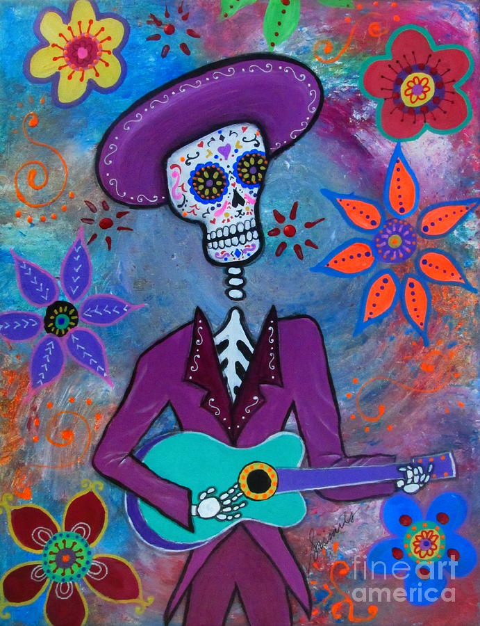 Flower Painting - Dia De Los Muertos Mariachi #1 by Pristine Cartera Turkus