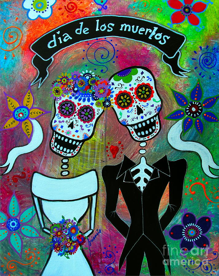 Skull Painting - Dia De Los Muertos Special Wedding #1 by Pristine Cartera Turkus