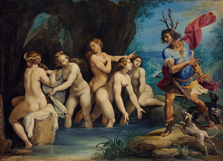 Diana and Actaeon #1 Painting by Giuseppe Cesari