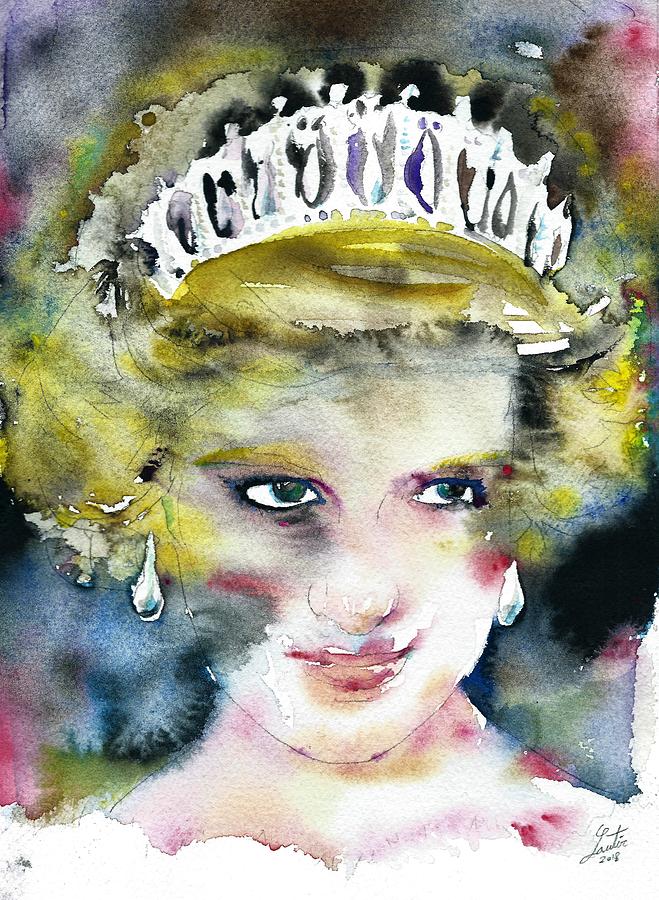 DIANA - PRINCESS of WALES - watercolor portrait.7 #1 Painting by Fabrizio Cassetta