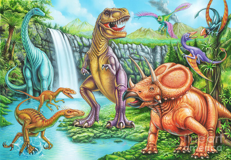 Dinosaur Digital Art - Dinosaur Scene #1 by MGL Meiklejohn Graphics Licensing