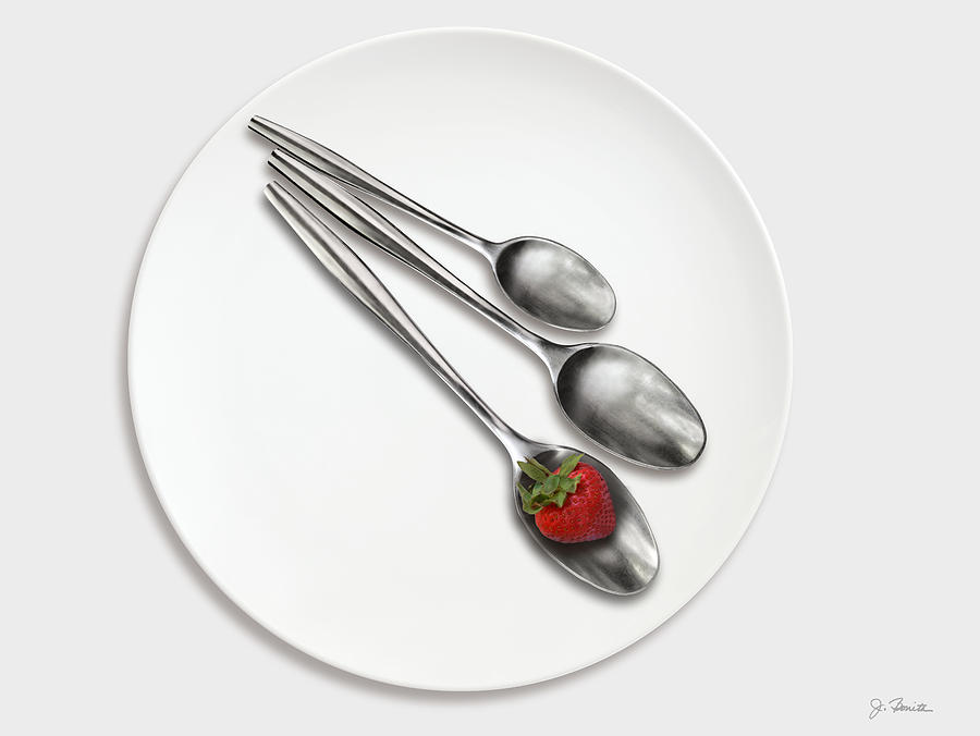 Dish, Spoons and Strawberry #1 Photograph by Joe Bonita