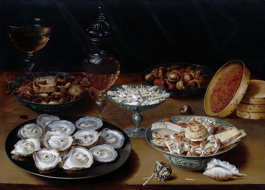  Dishes with Oysters, Fruit, and Wine #1 Painting by Osias Beert the Elder