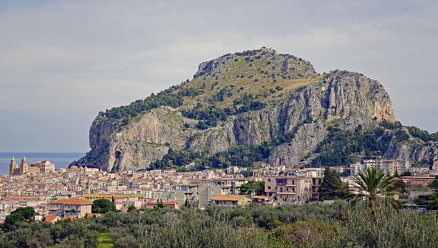 Distant View Of Cefalu Sicily  #1 Photograph by Rick Rosenshein