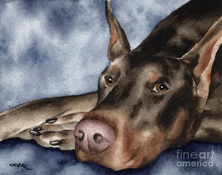 Dog Painting - Doberman Pinscher #4 by David Rogers